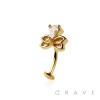 TEARDROP RIBBON CZ TOP 316L SURGICAL STEEL THREADLESS FLOATING BELLY BUTTON RING